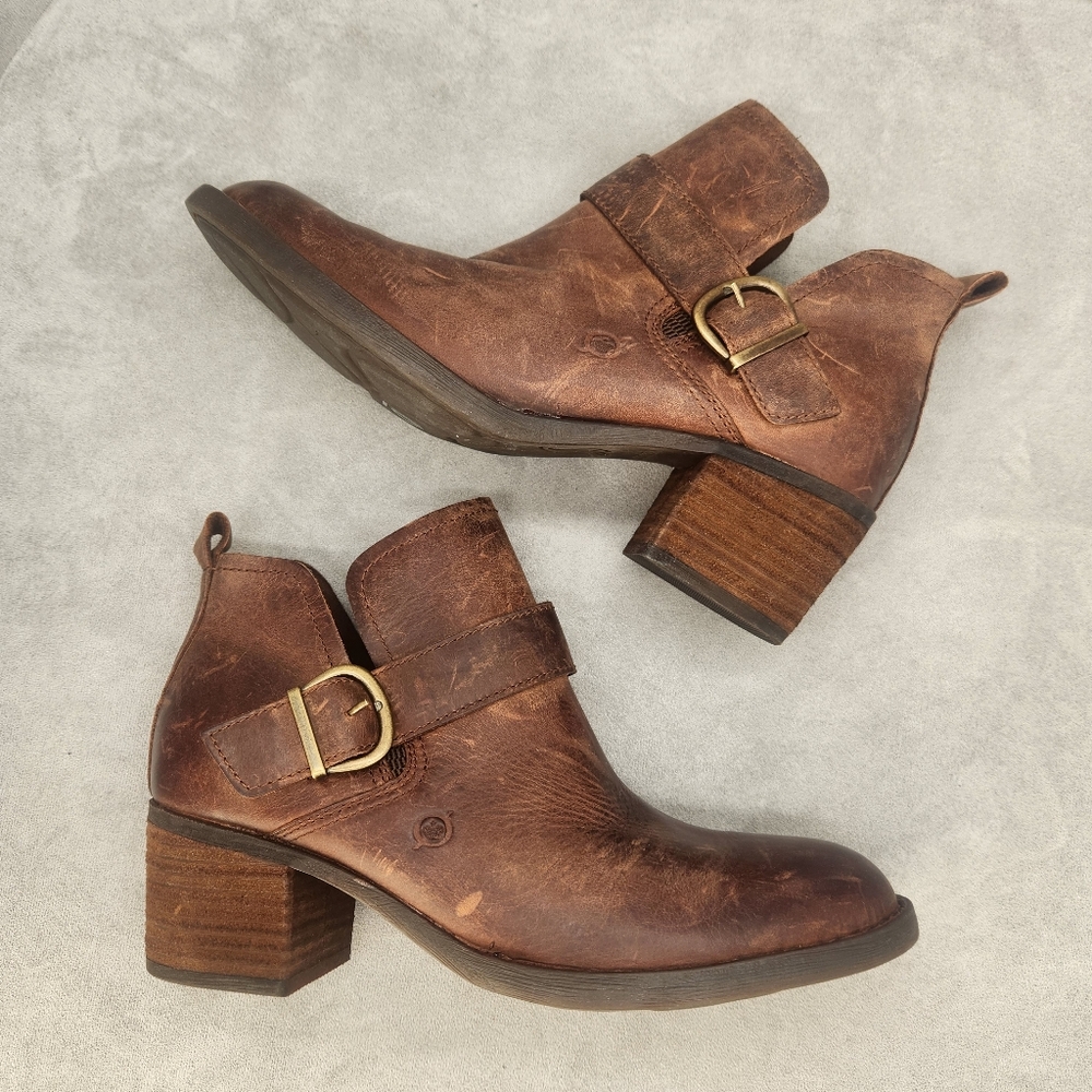 Born Ankle Boots Women's 10 Brown Leather Royce Western Boho Distressed New $160